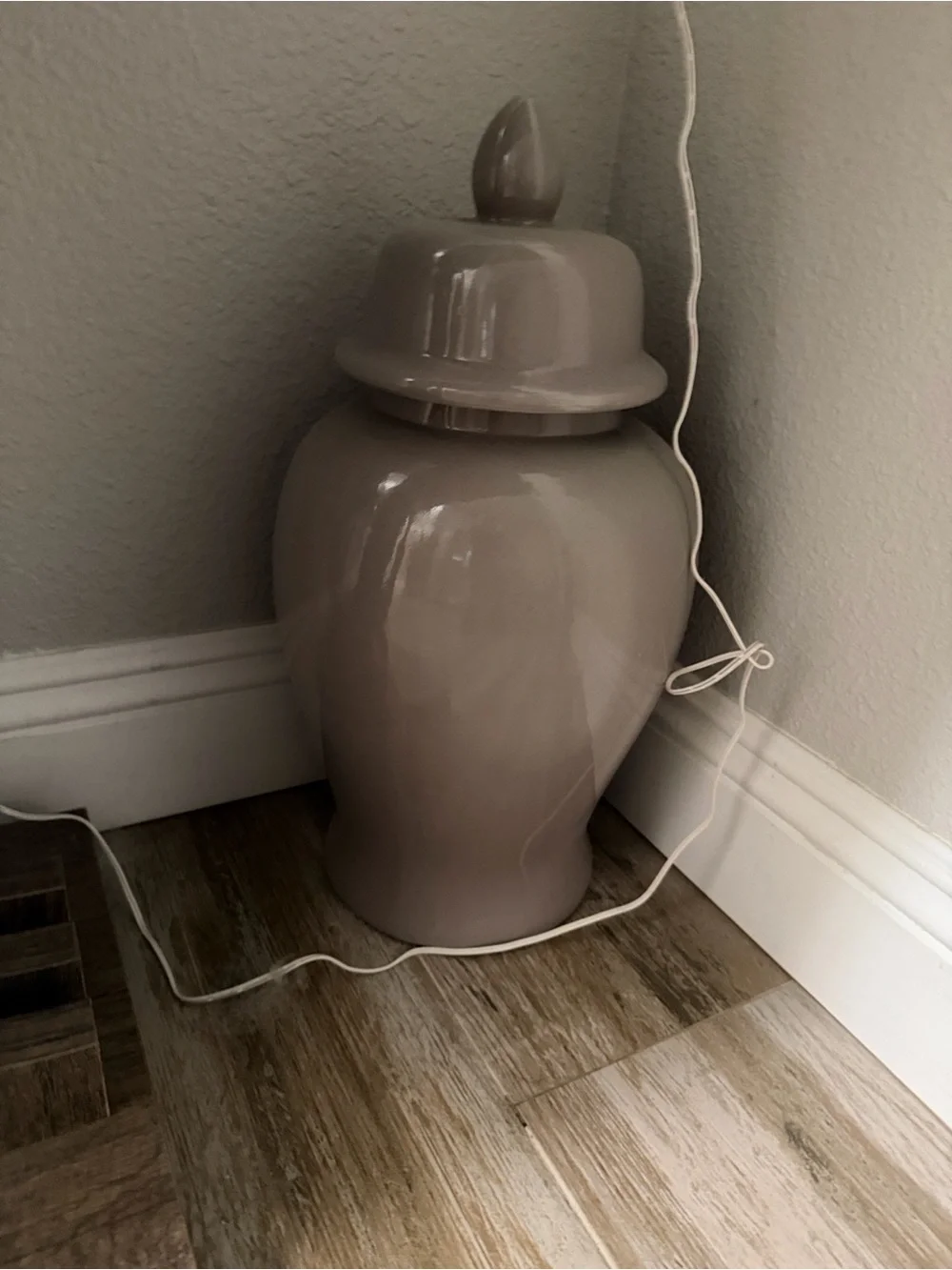 Neutral Taupe Ceramic Ginger Jar Home Accent